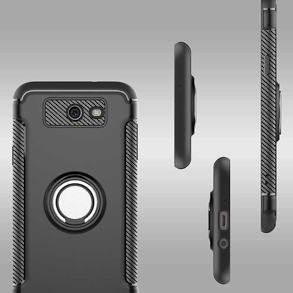Samsung J5 2017 praktisk stødsikker taske med ringholder V2 Svart