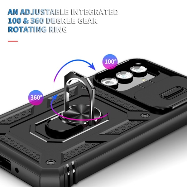 Samsung A35 5G Hybridskal med Ringhållare & Kameraskydd - Svart