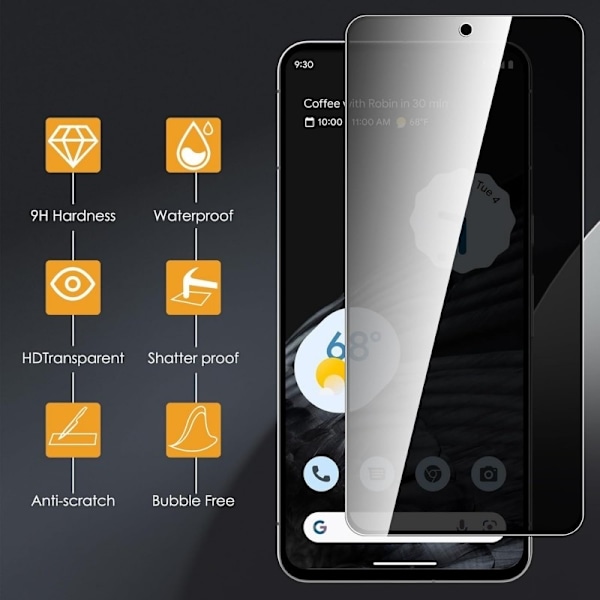 Google Pixel 9 Pro XL Privacy Härdat glas 0.26mm 2.5D 9H Transparent