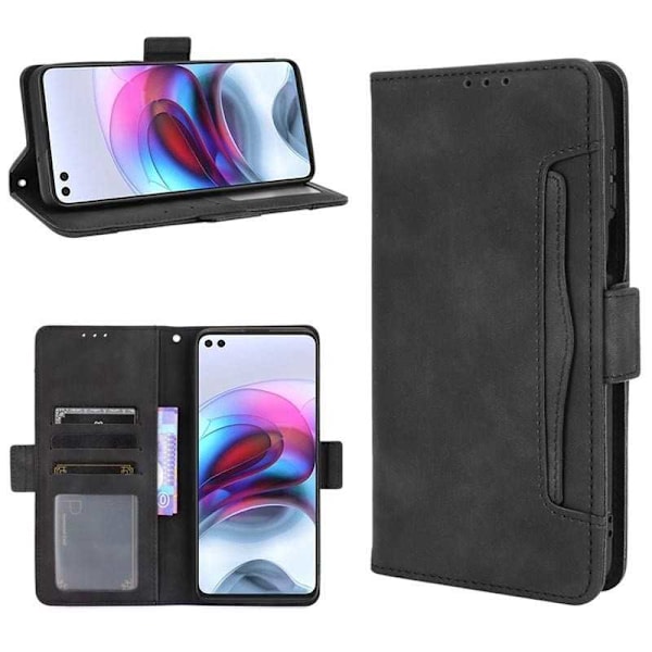 Motorola Moto G100 tegnebog etui PU læder 6-SLOT Winston V3 Black