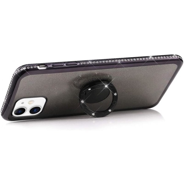 iPhone 13 Mini Stötdämpande Skal med Ringhållare Strass Rosenguld