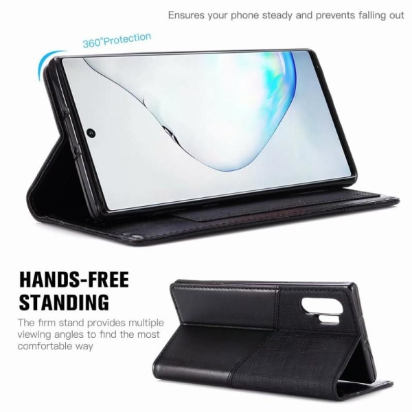 Samsung Note 10 Plus tyylikäs PU-nahakuori RFID-estolla Black
