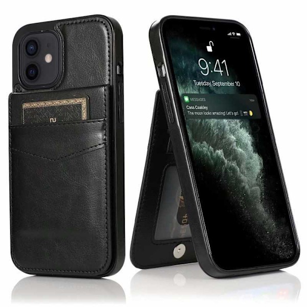 iPhone 13 Mini Mobil Cover Kortholder 6-SLOT Retro V3 Black