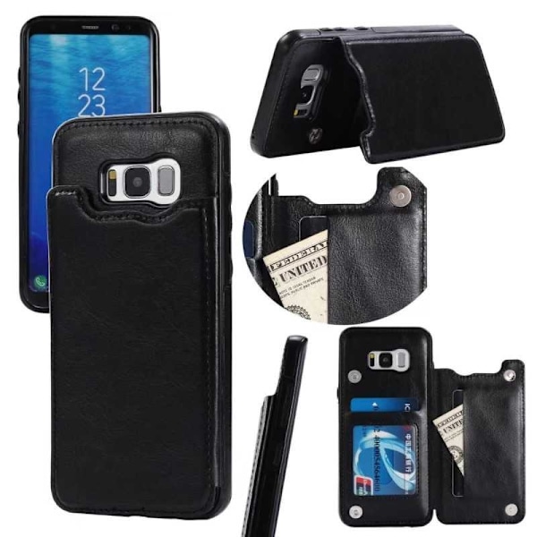 Samsung S8 Stöttåligt Skal Korthållare 2-FACK Flippr Svart