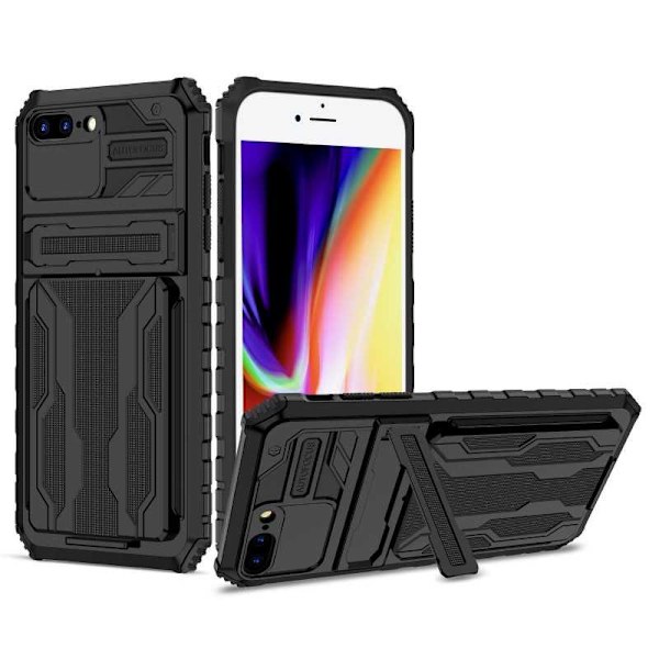 iPhone 7 Plus / 8 Plus Stöttåligt Skal Kickstand & Kortfack ThinArmor V3 Svart