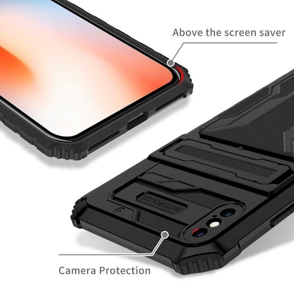 iPhone XS Max Slagfast Shell Kickstand & kortrum ThinArmor V3 Black