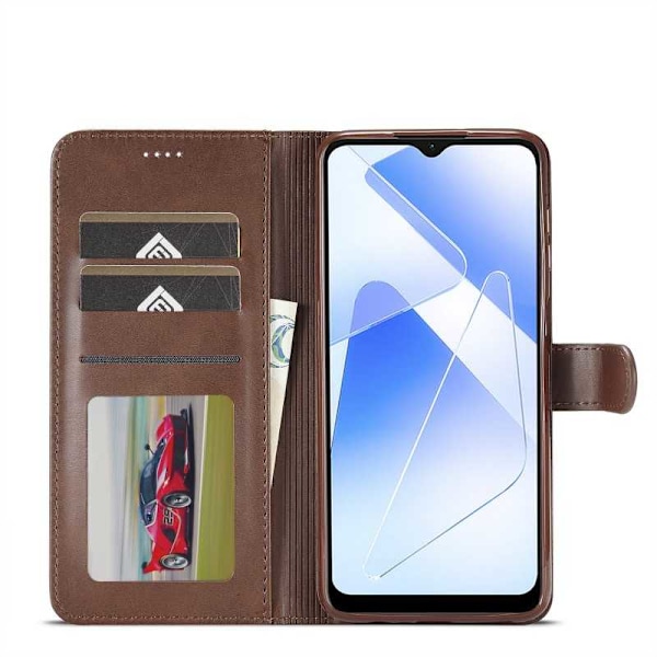 LC.IMEEKE pungetui til Samsung A15 5G - Mørkebrun Dark brown