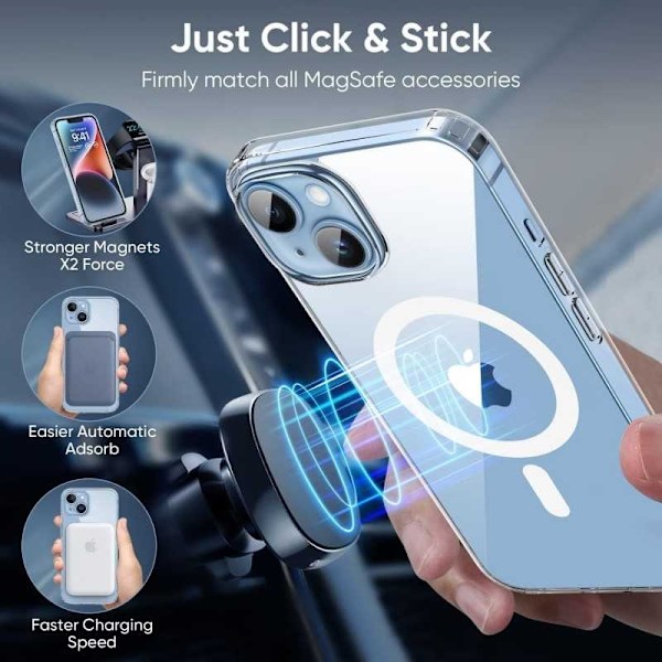 iPhone 15 Transparent stødabsorberende etui MagSafe kompatibel Transparent