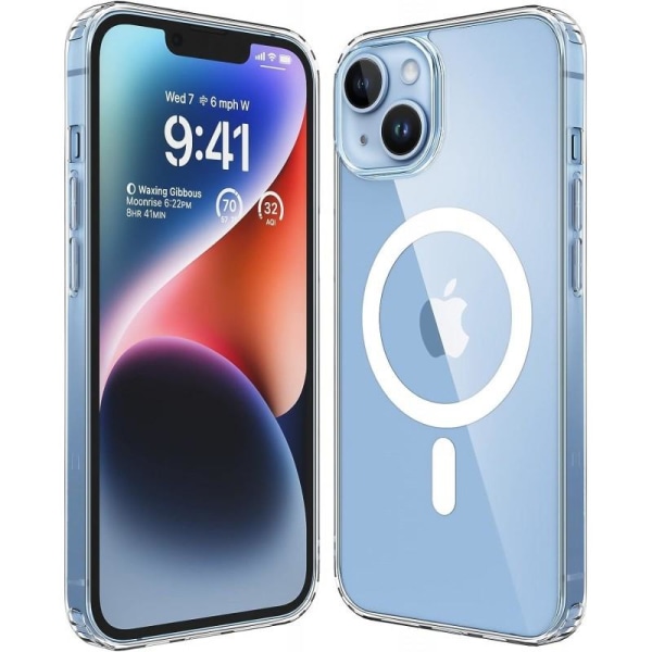 iPhone 15 Plus Transparent Stötdämpande Skal MagSafe-Kompatibelt Transparent