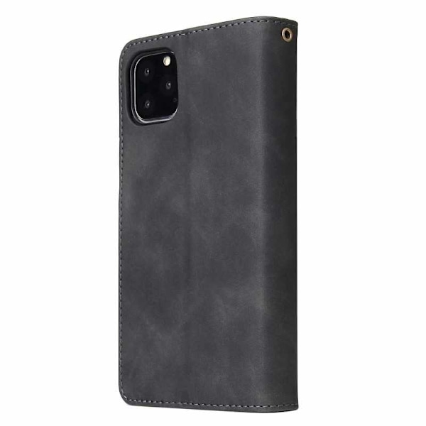 iPhone 11 Pro Max Multifunktionellt Plånboksfodral Zipper 8-Fack Vinröd