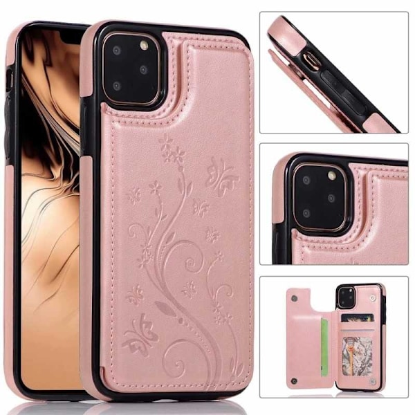 iPhone 11 Pro Stöttåligt Skal Korthållare 3-FACK Flippr V2 Rosa guld
