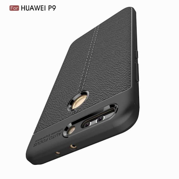 P9 Lite iskunkestävä ja iskuja vaimentava nahkaselkä Svart