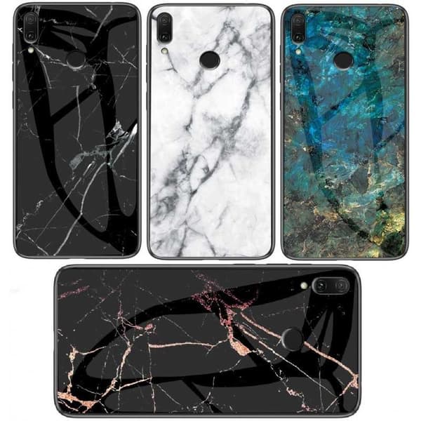 Xiaomi Redmi Note 7 Marble Shell 9H Tempered Glass Back Glassback V2 Black Variant 2