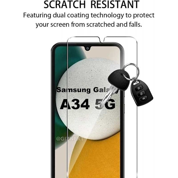 2-PACK Samsung A34 5G karkaistu lasi 0,26mm 2,5D 9H Transparent