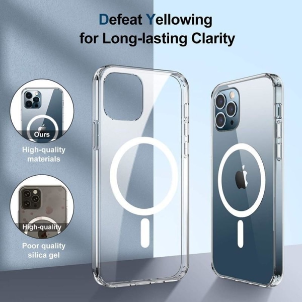 iPhone 14 läpinäkyvä iskunvaimenninkotelo, MagSafe-yhteensopiva Transparent