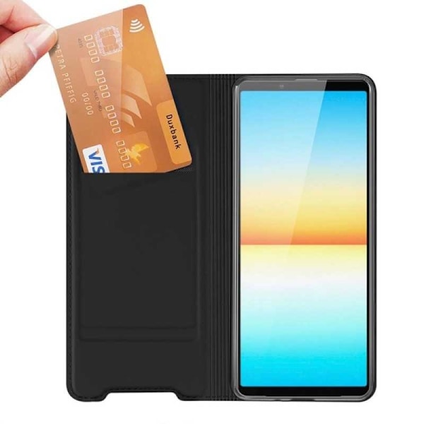 Xperia 10 IV Flipfodral Skin Pro med Kortfack Svart