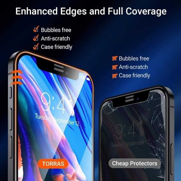 2-PACK iPhone 13 Pro FullFrame 0,26 mm 9H karkaistu lasi Transparent