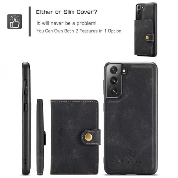 Samsung S21 FE stødsikkert cover med magnetisk kortholder JeeHood Black
