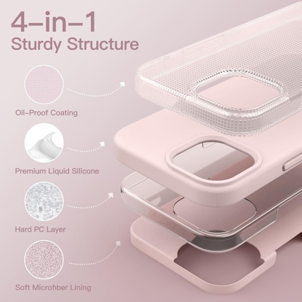 Gummibelagt stødsikker etui iPhone 14 - Pink
