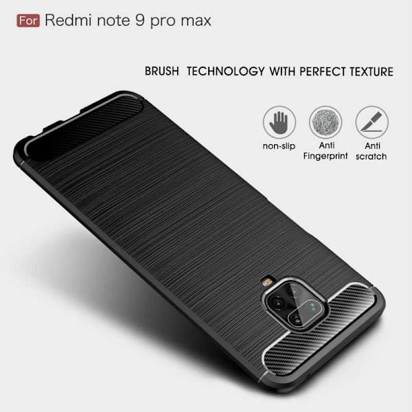 Xiaomi Redmi Note 9S / 9 Pro Iskunkestävä SlimCarbon Black