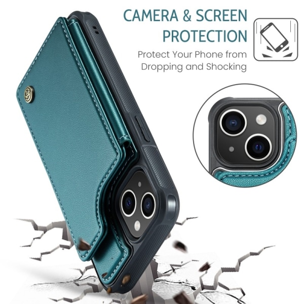 CaseMe Stöttåligt Skal Korthållare Stativ 4-Fack iPhone 15 Grön