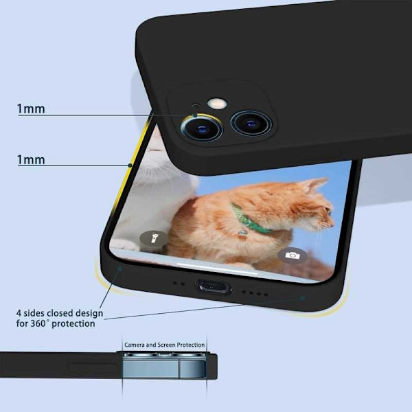 iPhone 12 Mini Kuminen Shell Liquid - Musta