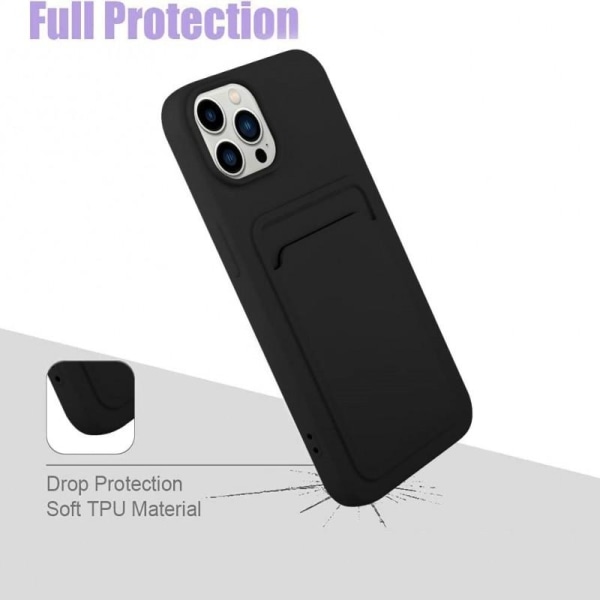 iPhone 12 Pro Max Gummiert Støtsikker Veske med Kortrom Liquid Marinblå