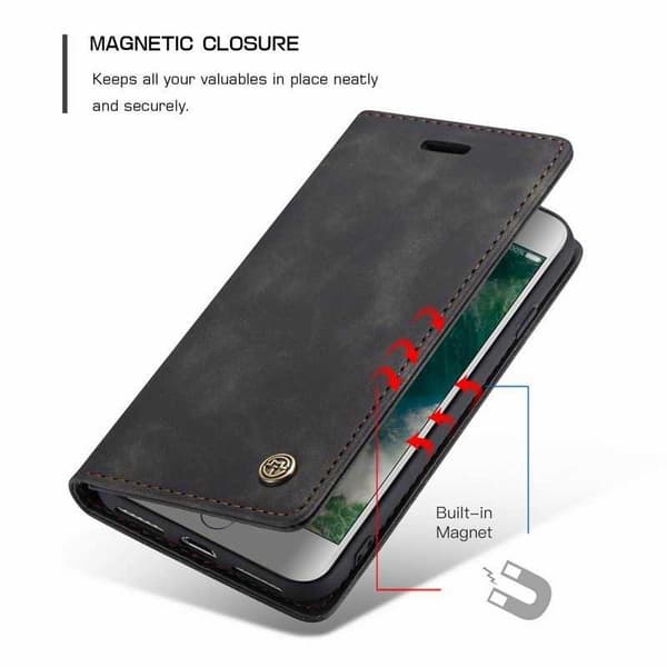 iPhone 7 Elegant Flip Case CaseMe 3-FACK Black