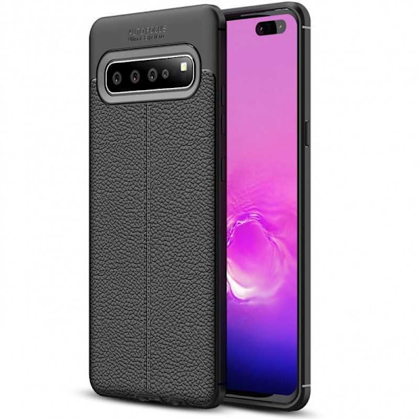 Samsung S10 Plus stød- og stødabsorberende cover læderbag Black