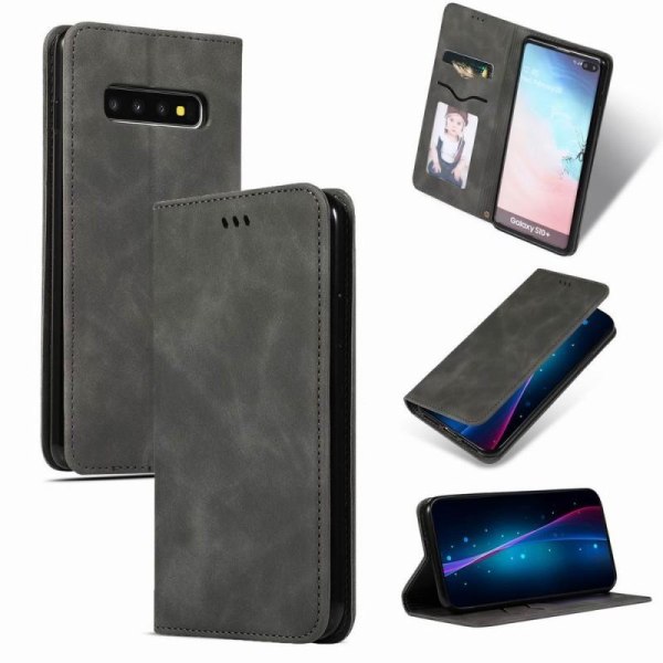 Samsung S10 Plus Exclusive Flip Case Card-rom Suede Black