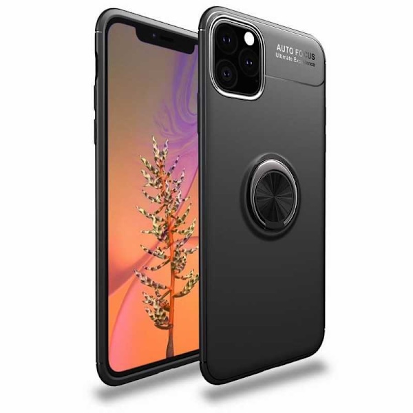 iPhone 11 Pro Max Praktisk stødsikkert cover med ringholder V3 Black