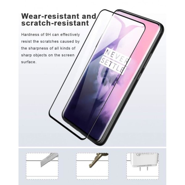 OnePlus 7T Pro FullFrame 3D 0,26 mm 9H herdet glass Transparent