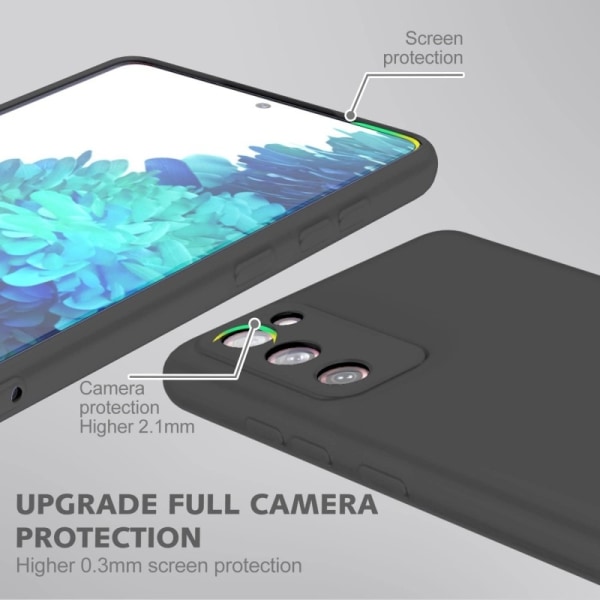 Samsung S20 FE Gummibelagd Mattsvart Skal Kameraskydd Liquid - S