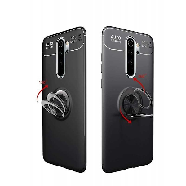Redmi Note 8 Pro käytännöllinen iskunkestävä kotelo rengaspidikkeellä V3 Black