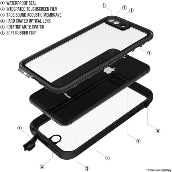 iPhone 7 Plus Full dekning Vanntett Premium Cover - 2m Transparent