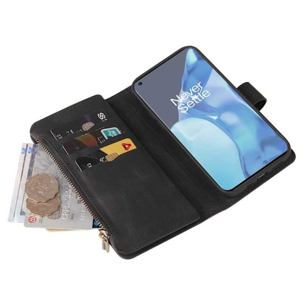 Oneplus 9 Pro multifunktionelt pung etui Lynlås 13-rum Black