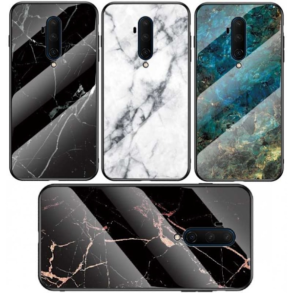 OnePlus 8 Marble Shell 9H hærdet glas bagside glas bagside V2 Black Variant 1