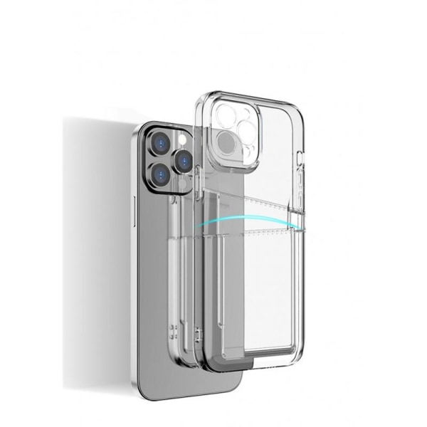 iPhone 14 Pro Max Tynt støtsikkert mobildeksel med kortspor V2 Transparent