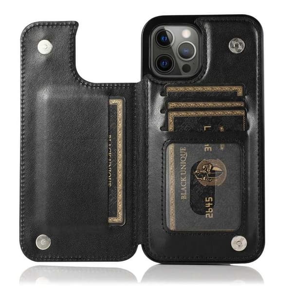 iPhone 13 Pro Max Iskunkestävä kotelo Korttiteline 3-POCKET Flippr V2 Black