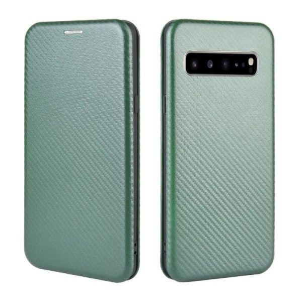 Samsung S10 Plus Flip Case -korttipaikka CarbonDreams Vihreä Green