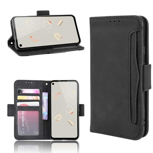 Google Pixel 4a 4G / LTE Wallet Case PU nahkainen 6-POCKET Winston V3 Black