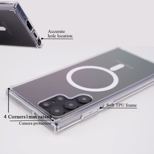 Samsung S22 Ultra Transparent stødabsorberende taske MagSafe-kom Transparent