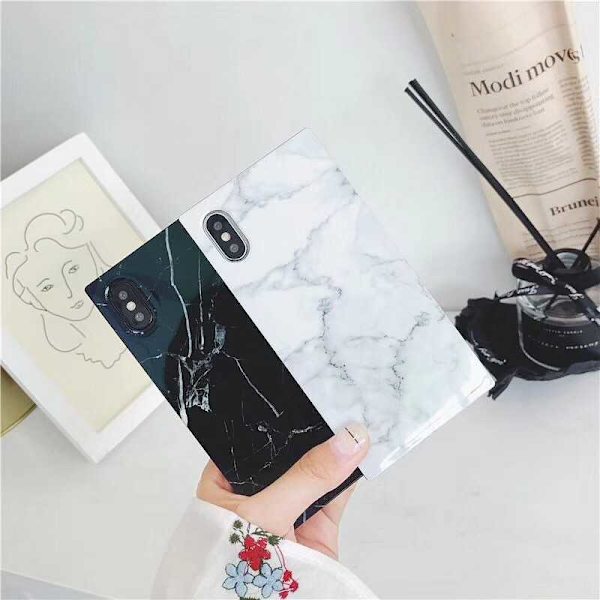 iPhone XS Max Tyylikäs Marble Shell Square Svart