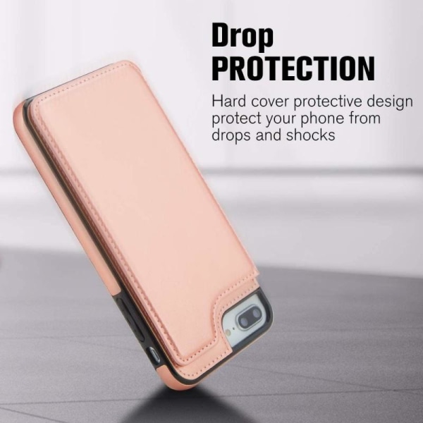 iPhone 7/8 / SE 2020 iskunkestävä kotelo, 3-taskuinen Flippr Ros Pink gold