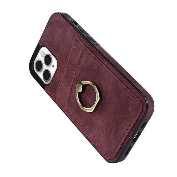 iPhone 11 Pro Max Mobilskal med Korthållare Retro V4 Vinröd