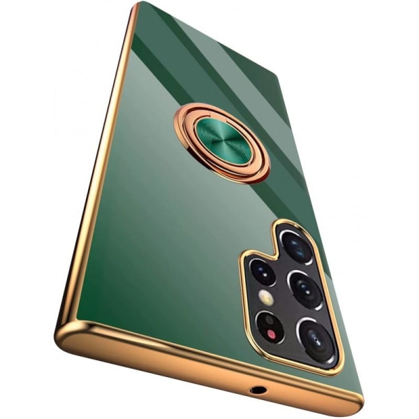 Samsung S22 Ultra Elegant & stødsikkert cover med ringholder fej Mörkgrön