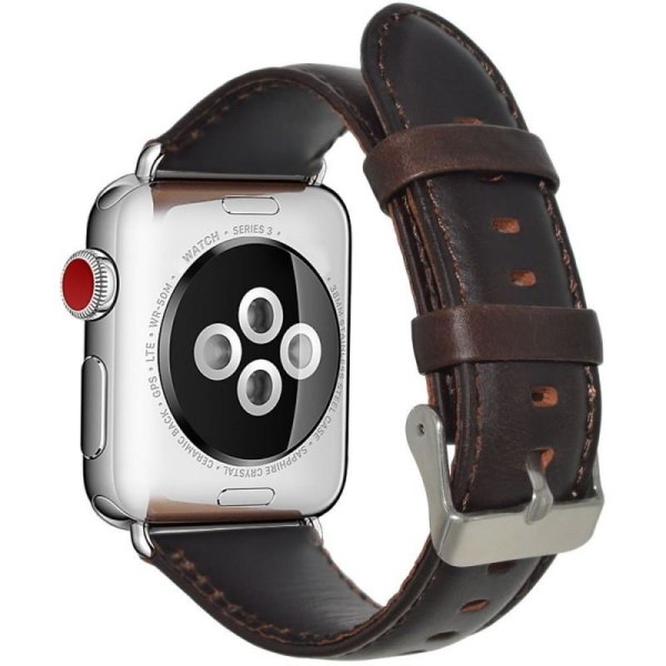 Apple Watch SE 44 mm Stilig lærarmbånd - Mørkbrunt Dark brown