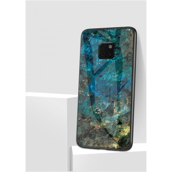 Huawei Mate 20 Pro Marble Shell 9H herdet glass tilbake Glassbac Black Svart/Vit