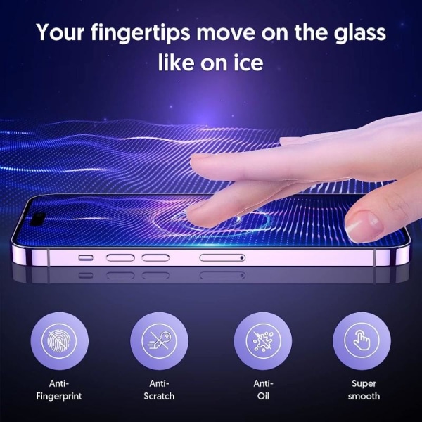 2-PACK iPhone 14 Pro Hærdet glas 0,26 mm 2,5D 9H Transparent
