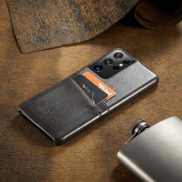 Samsung S21 Ultra Mobilskal Korthållare Retro Svart